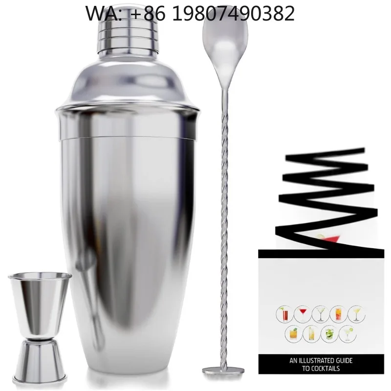 Compact Beginner Bar Mixology Equipment, 4Pcs Stainless Steel Cocktail Shaker Matching Jigger Pourer  Drink Making Tool