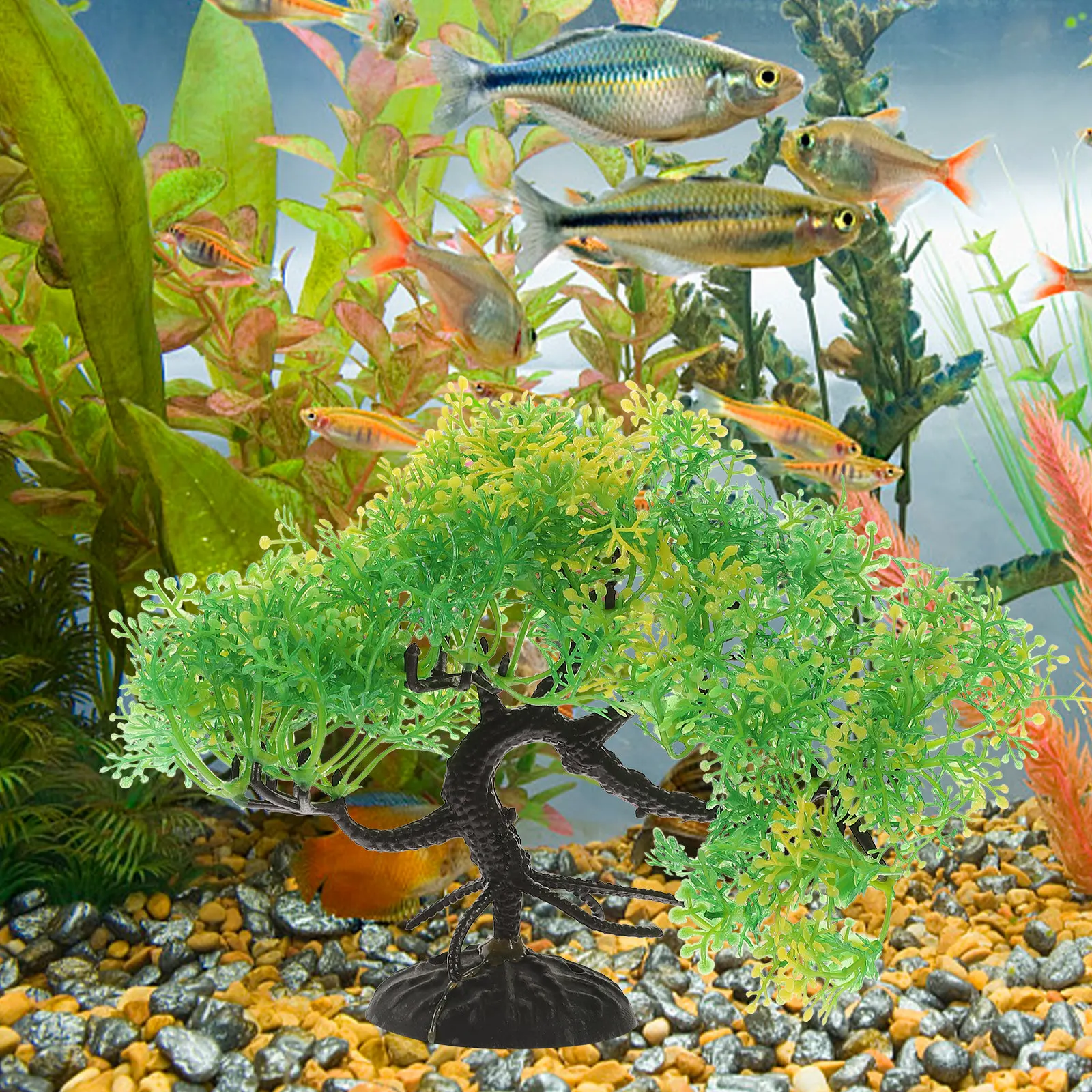 

2pcs Simulation Aquarium Pine Tree Bonsai Ornament Plastic Fish Tank Plants Decor For Freshwater Saltwater Aquariums Fish Tank