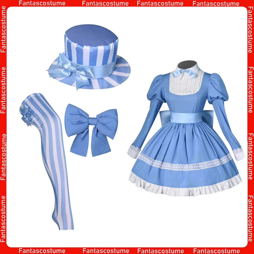 

Adult Women Cosplay Panty Costume Cartoon Stocking Maid Dress Hat Bow Tie Stockings Outfits Halloween Carnival Party Suit