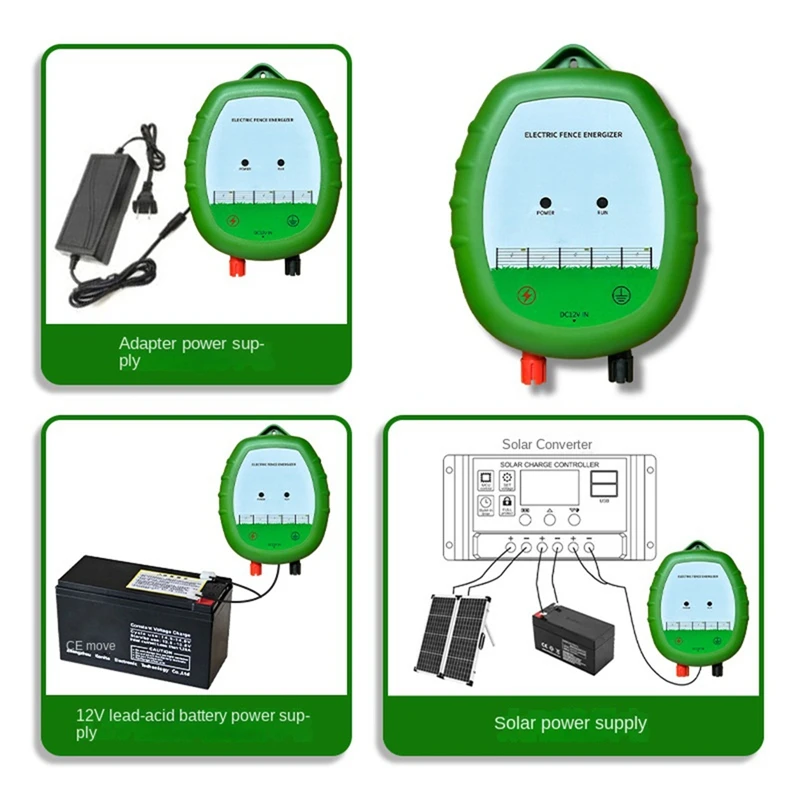 Electric Fence Controller Pulse Pig Cattle Sheep Farming Complete High Voltage Electronic Fence System EU Plug