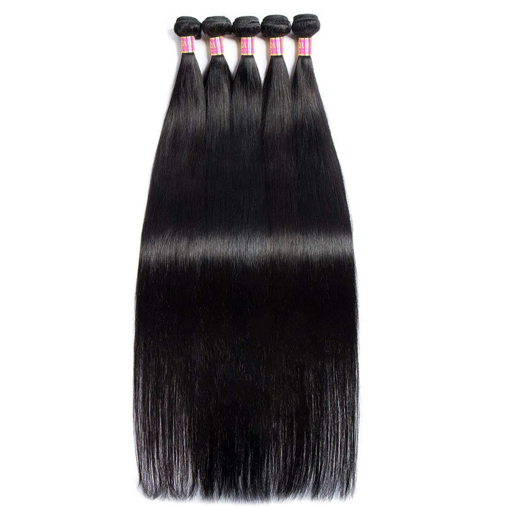 Long Straight Human Hair Bundles 30 32 40 Inch 1/3/4 PCS Human Hair Weave Straight Peruvian Hair 100% Remy Hair Extension QUEEN