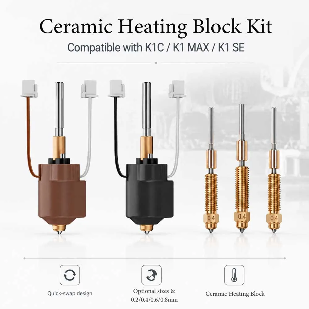 

2025 NEW Hotend For Creality K1C K1 MAX K1 SE Ceramic Heating Block Kit Quick-Swap Integrated Nozzle High Flow Printing