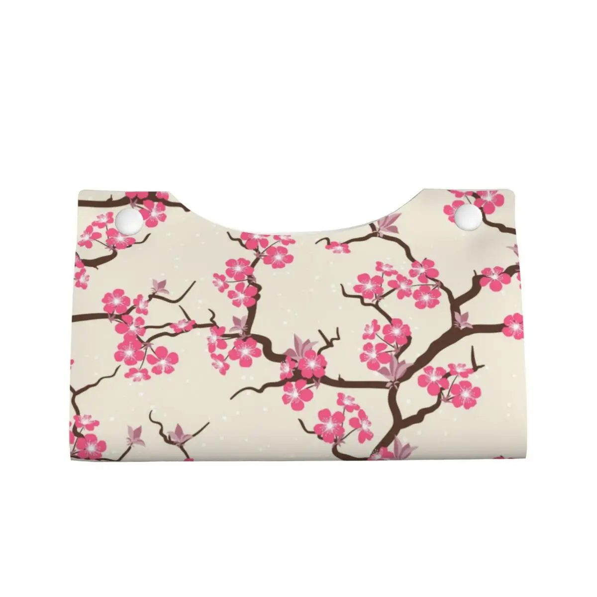 Custom Japanese Sakura Flowers Tissue Box Cover Rectangular PU Leather Cherry Blossom Facial Tissues Holder for Car