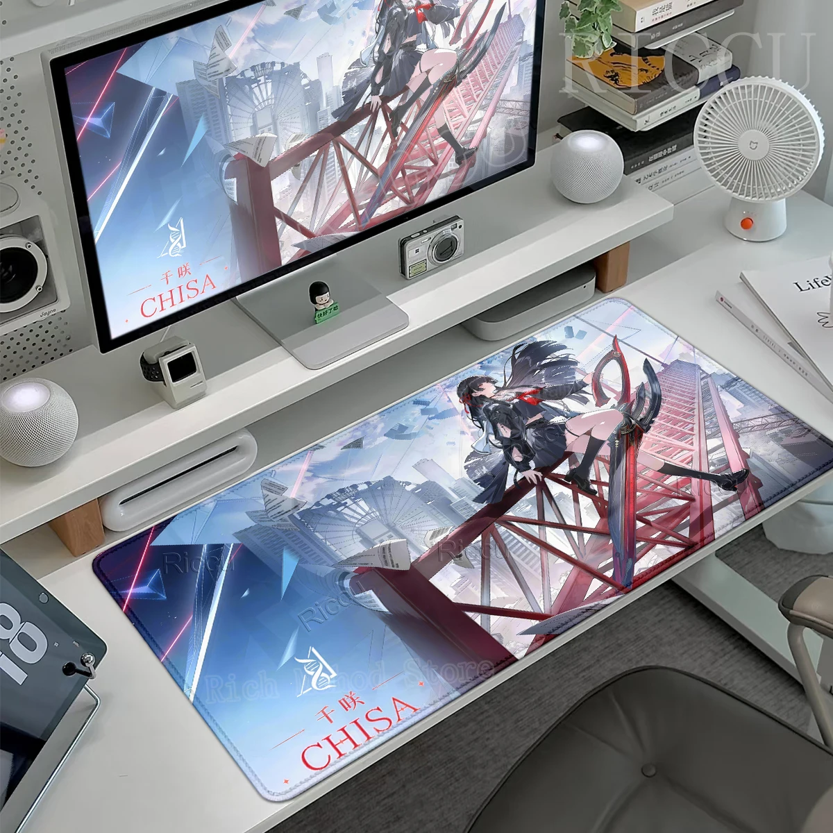 Anime Girl Chisa Mouse Pads Game Wuthering Waves Pattern Carpet PC Gaming Accessories PC Nonslip Desk Mat Extended Rubber Carpet