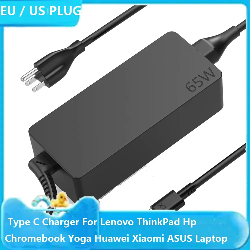 Adaptateur de chargeur pour ordinateur portable USB C 20V 65W 3.25A pour DELL Lenovo ThinkPad Hp Chromebook Yoga Huawei Xiaomi ASUS Carbon Type C