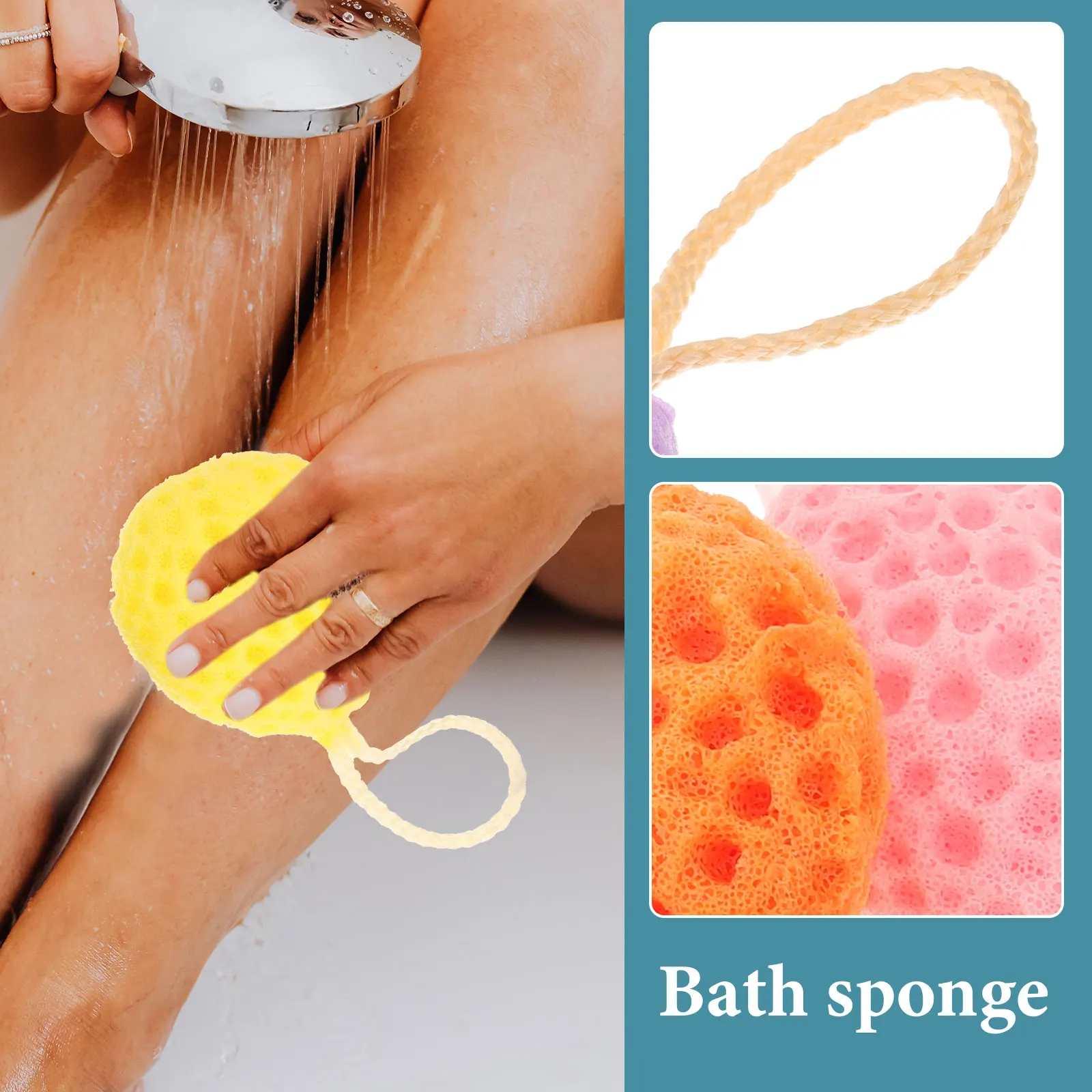 

6Pcs Bath Sponges Shower Sponge Body Wash Scrubber Gentle Exfoliating Lanyard Design Bath Sponge for