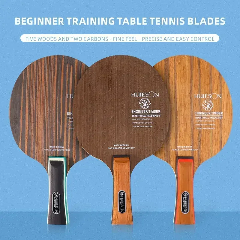 Huieson Table Tennis Blade 5 Wood + 2 Carbon Long and Short Handle Loop Fast Attack New Ping Pong Paddle for Professional Player