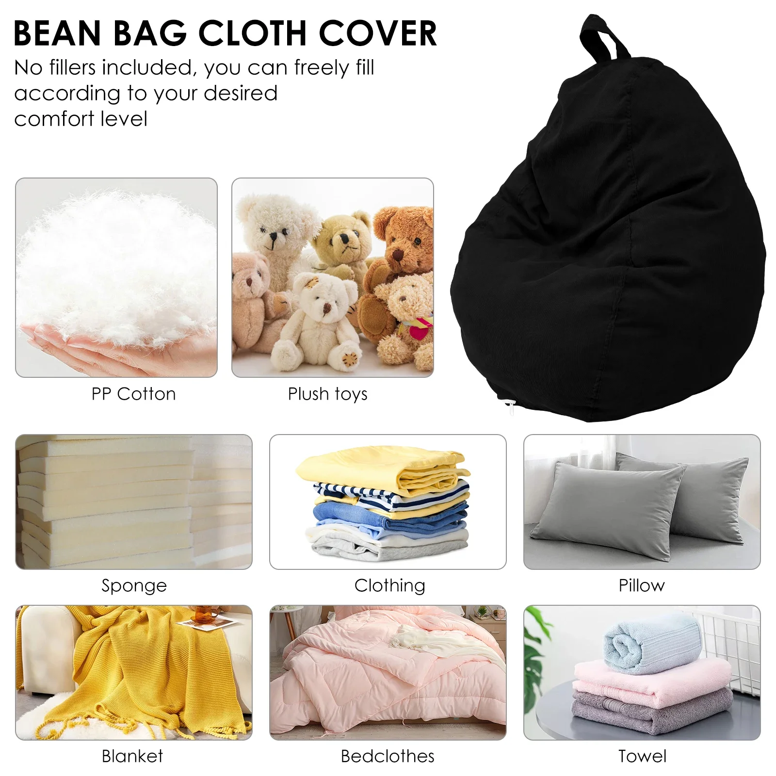 Large Bean Bag Lazy Seat Chair Sofa Cover Couch Soft Fluffy Breathable Adult Child Tatami Living Room Decorative No Padding image 4