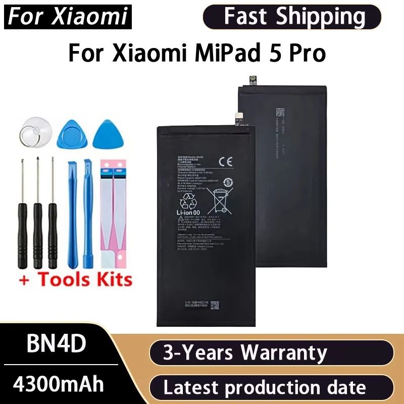 BN4D 4300mAh Battery For Xiaomi Mipad Mi Pad 5 Pro Mobile Phone  Replacement Batteries Bateria Batterij+Tools