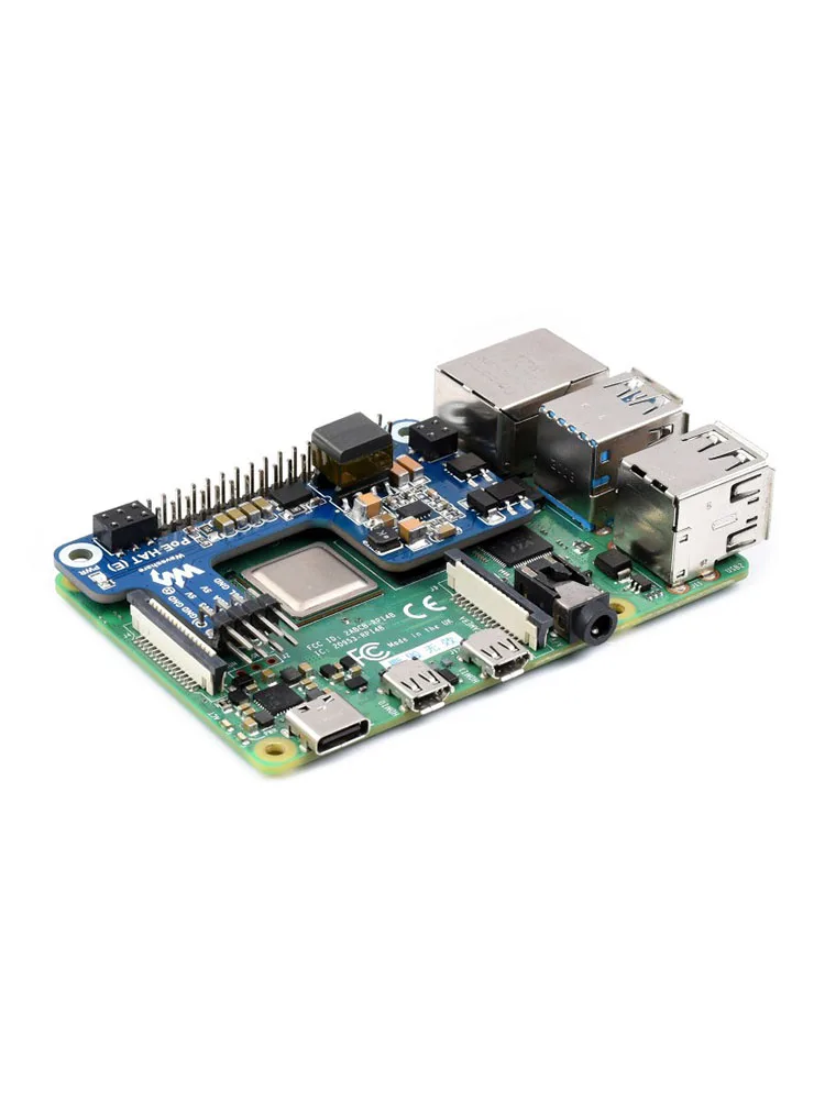 Power Over Ethernet HAT For Raspberry Pi 5 High Power,Onboard Cooling Fan,With Metal Heatsink,Supports 802.3af/at network