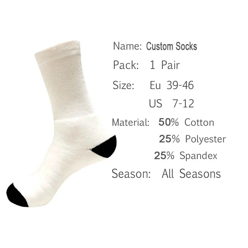 Customized Print Socks Women\'s Men\'s DIY Photo Logo Brand Quanlitity Cotton For Spring summer autumn winter