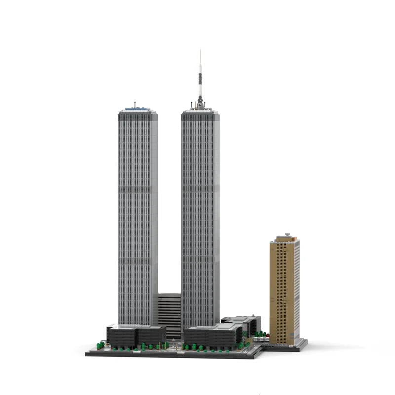7124PCS MOC World Trade Center 1:800 Scale Model  Details Modular Architecture Model DIY Education Building Blocks Birthday Gift