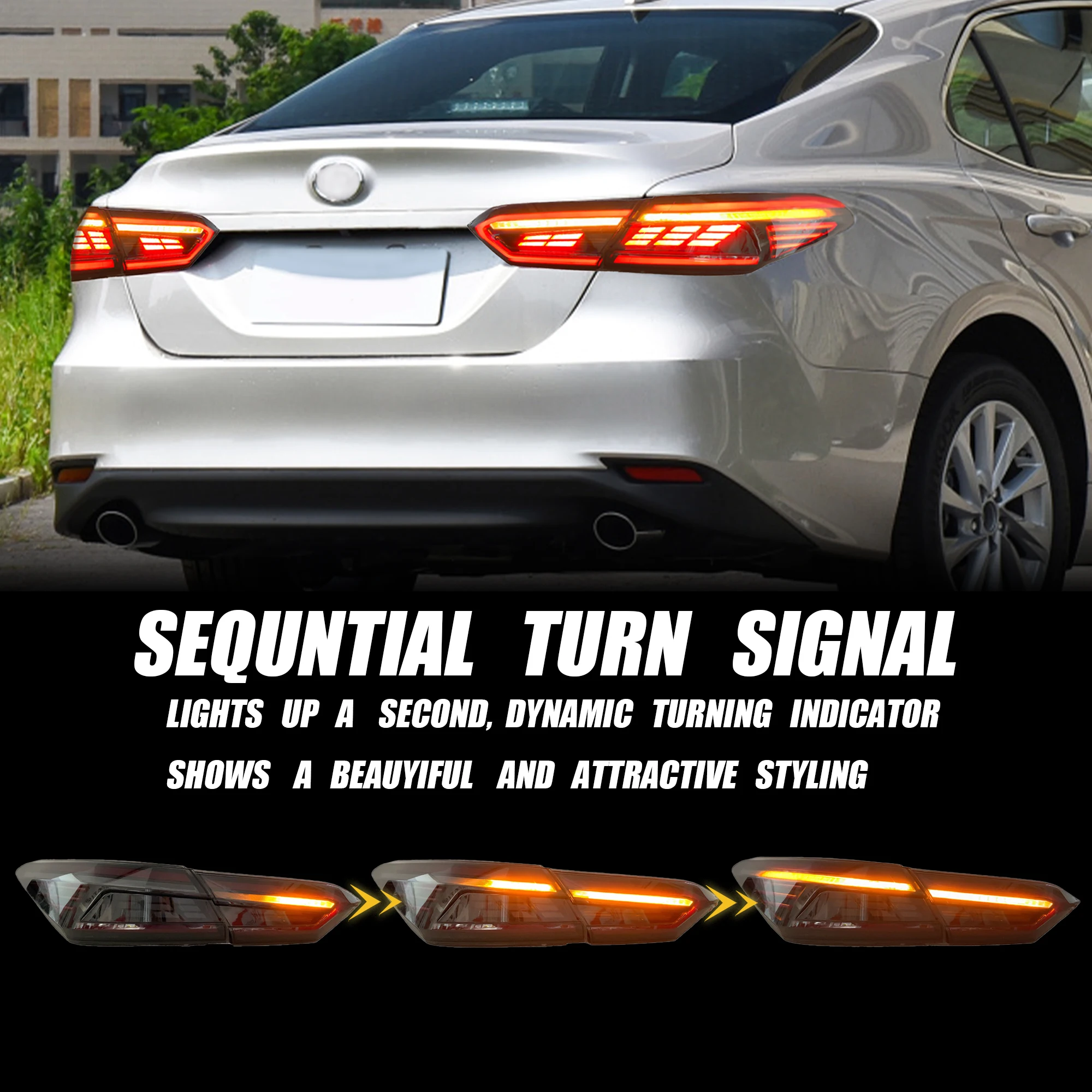For Toyota Camry 2018-2021 Car Tail Light Assembly LED Dynamic Turn Signal Start-up Animation Plug and Play Tail Lamps Tailights
