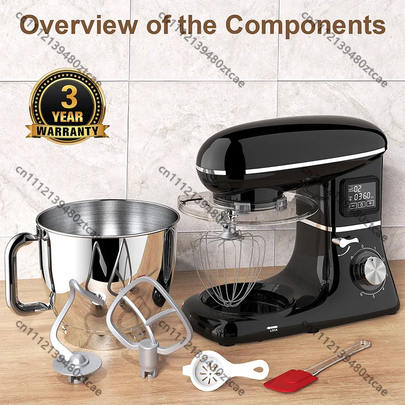 1500W Commercial Stand Mixer 6.5L Stainless Steel Bowl 6 Speed Silent Smart Display Multi Functional Electric Dough Mixer