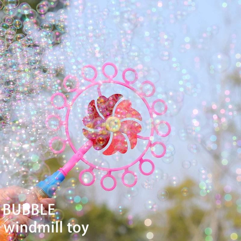 Bubble Guns Windmill Sosp Bubble Machine Portable Kids Pop Toys Colorful Bubble Blowing Stick Toys For Girl Children's Day Gifts