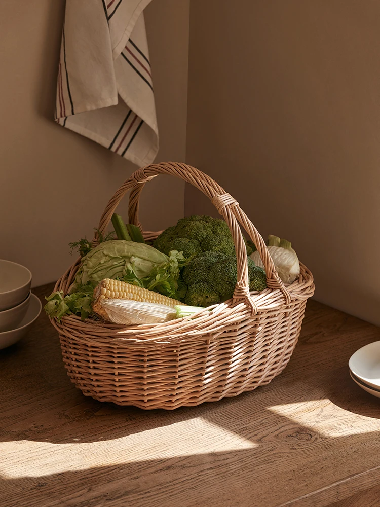 

Корзина для хранения Wier, ручная плетеная корзина из ивы, кухонная гостиная, корзина для овощей и фруктов, корзина для яиц, органайзер