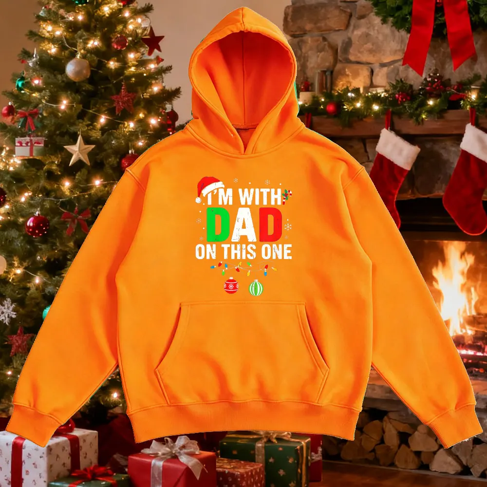 أنا مع والد على هذا واحد مضحك مطابقة الأسرة عيد الميلاد هوديس عيد الميلاد سعيد الرجال النساء طويلة الأكمام البلوز الرجال الملابس #6