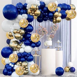 Navy Blue Balloons Garland Arch White Gold Confetti Latex Balloon Graduation Birthday Party Baby Shower New Year 2024 Decoration