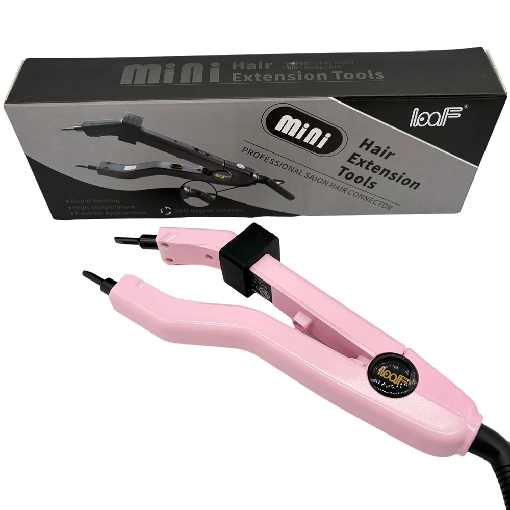 EU-Stecker Rosa JR609 Mini-Haarglätter, Schwarzer Hitze-Haarverbinder, Temperaturregelbares Glätteisen, Haarverlängerungs-Werkzeugset – Detail 3