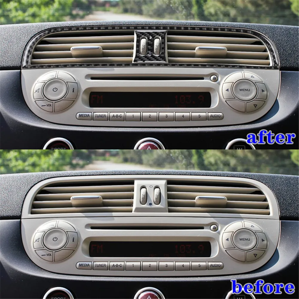 

Brand New Carbon Fiber Center Console Set Sticker Black For Fiat 500 2012-2015 Carbon Fiber Automotive Interior Accessories