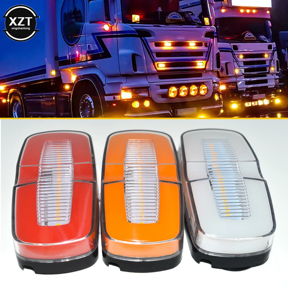 NEW 28 LED Truck Side Light Guide Square Side Light Truck Tail Light Parking Light for 12-24V Truck Trailers SUV Van Caravan