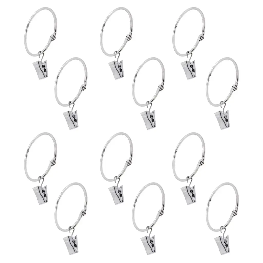 Iron Curtain Ring Hooks with Clip for Extendable Curtain Rods Modern Roman Round Rings for Hanging Curtains