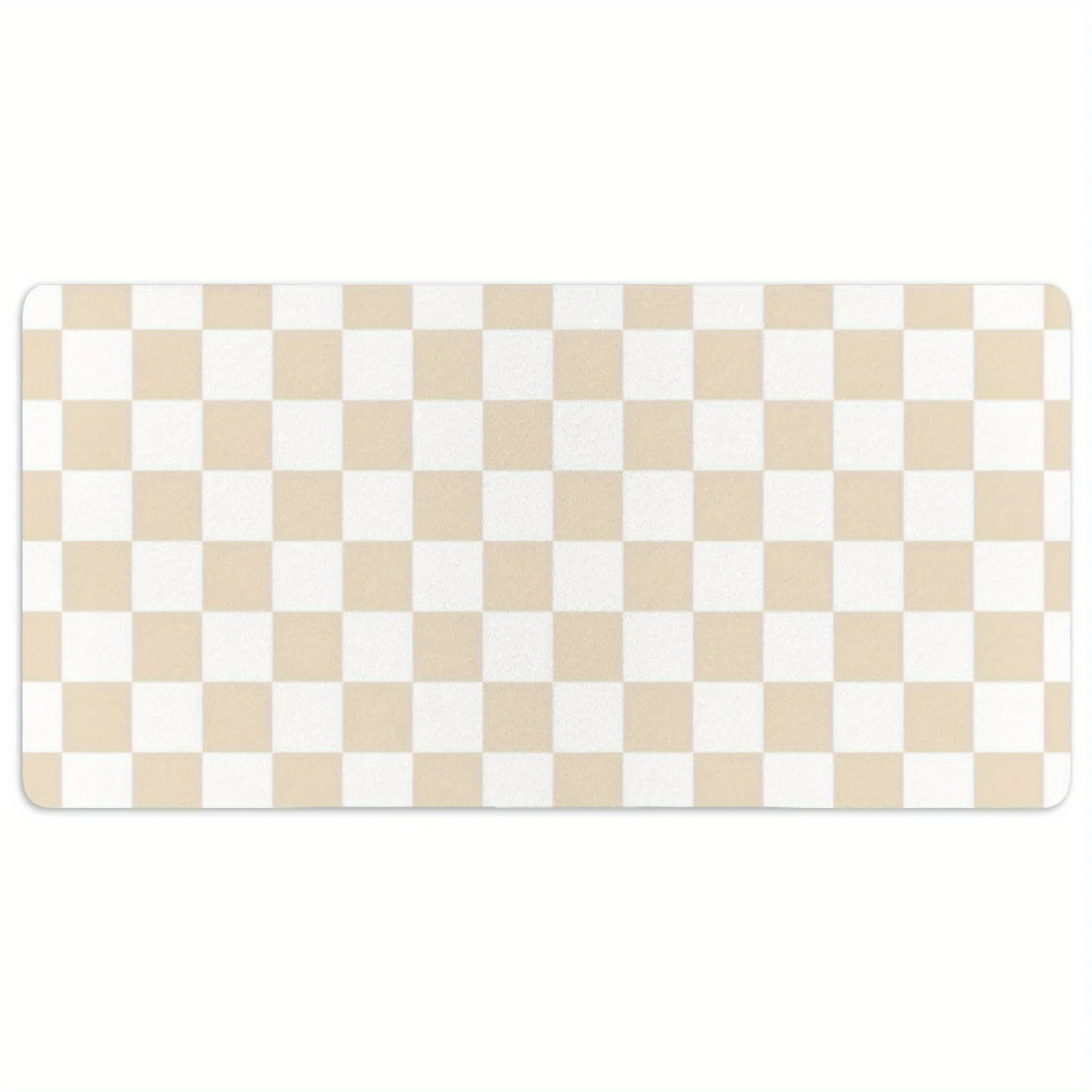 White Checkerboard Desk Mat Non-Slip for Computer Office Gaming Light Beige White Checkered Pattern Accessory Grip Wrist Mat