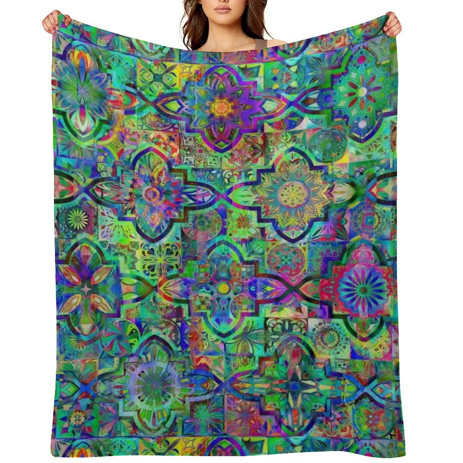 Bohemian hippie boho tie dye design Throw Blanket bed plaid Luxury Vintage Blankets For Sofas Blankets