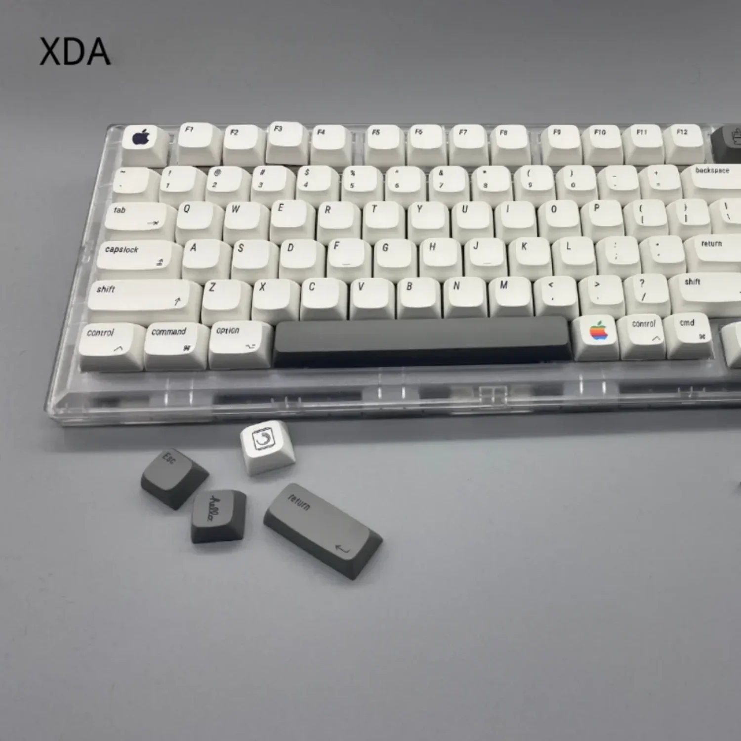 Apple Style Keycaps, XDA Height, PBT, Heat Sublimation, Minimalist White Mechanical Keyboard for Cherry MX سوئچ DIY