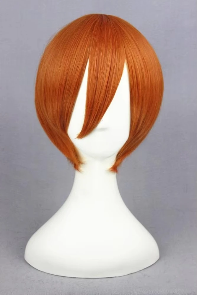 High Quality 35cm Short Orange Bobo Wig Love Live Anime Synthetic Hoshizora Rin Wig Cosplay Hear Resistant Hair Wigs