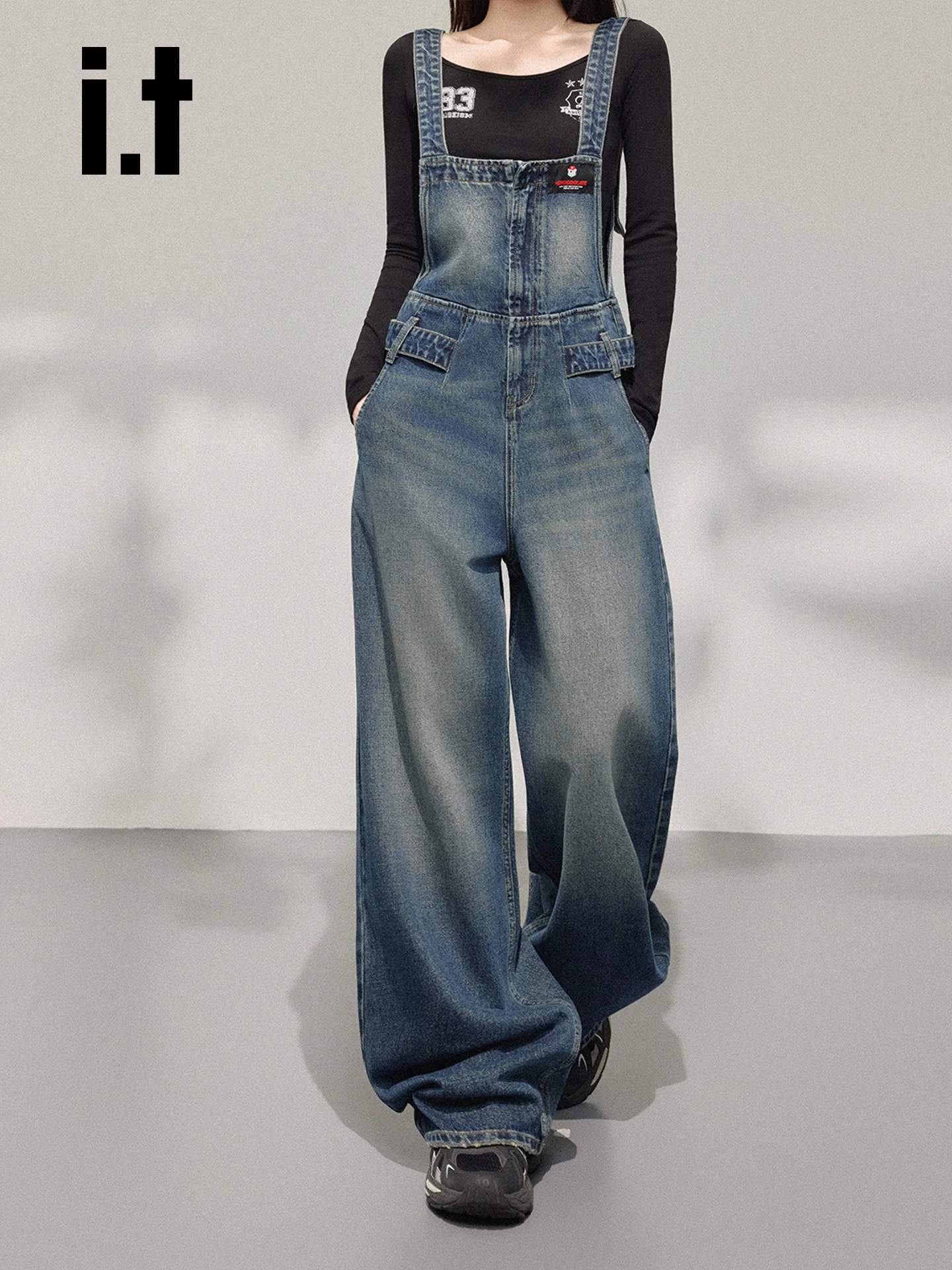 Waed-mono vaquero para mujer, pantalones de una pieza adelgazantes, vaqueros de pierna ancha de cintura alta, ropa informal de otoño