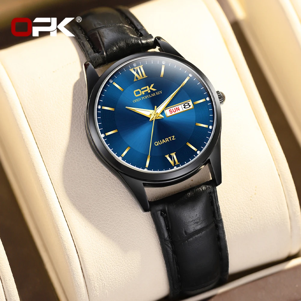 

OPK 8132 Elegance Light Luxury Original Qaurtz Watch с маленьким циферблатом, окошком для календаря, кожаным ремешком, светящимся циферблатом и водонепроницаемостью.