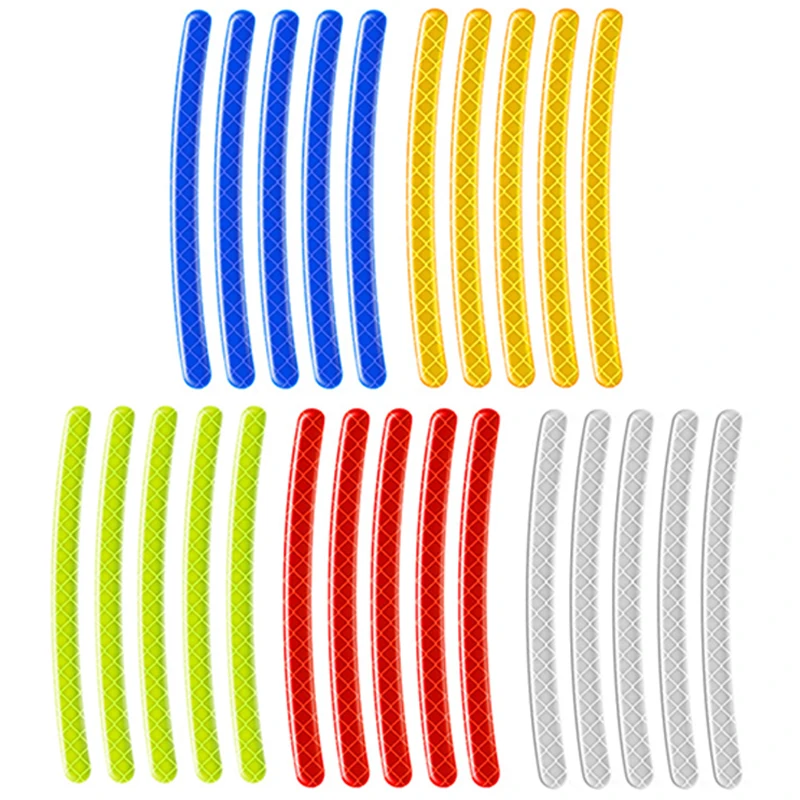 20Pcs Colorful Car Motorcycle Wheel Hub Reflective Strips Stickers Car Styling Decal Sticker Auto Moto Decor Decals Accessories