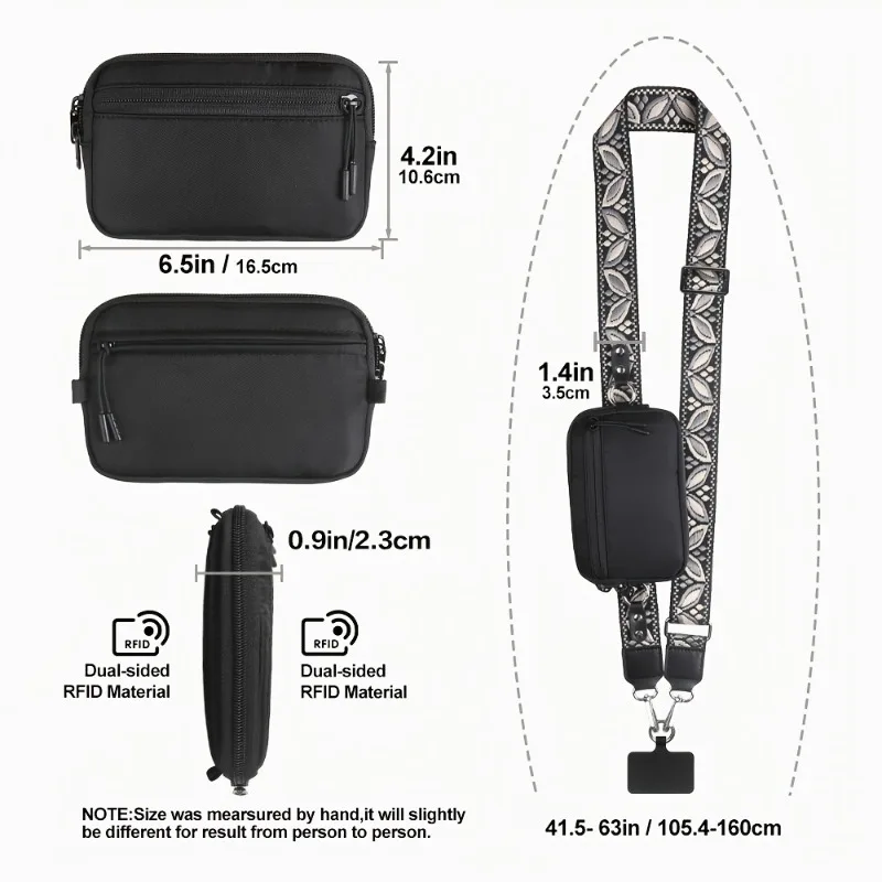 

Striped Design Detachable Mobile Phone Straps Crossbody Bag with Id Card Storage Bag Mobile Phone Anti-lost Travel Supplies