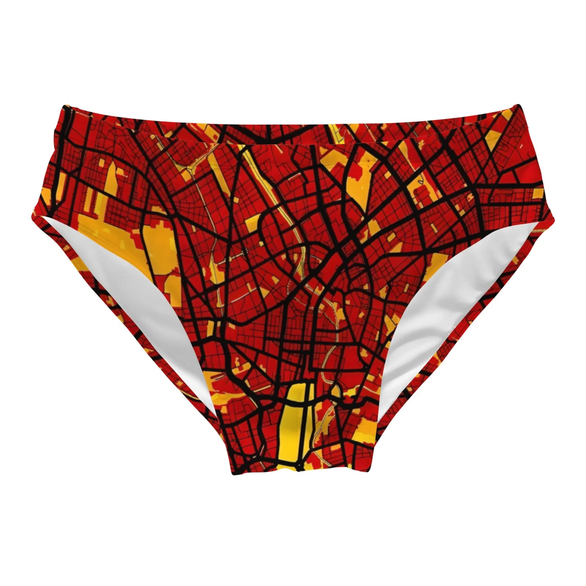 City Map Swim Trunks Quick-drying Soft Skin-friendly Men's Triangle Swim Trunks Beach Carnival Swimming Bathing Retro Swimsuit