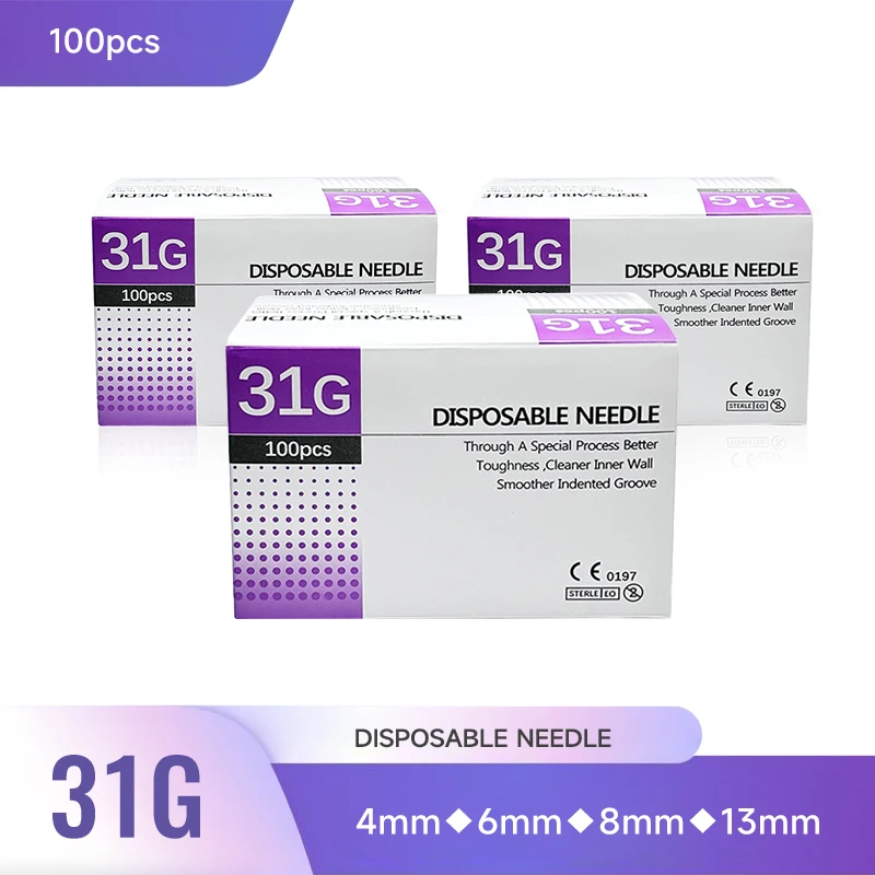 

Одноразовая игла, стерильная безболезненная игла 31 г, 4 мм, 6 мм, 8 мм, 13 мм, одноразовый ручной инструмент