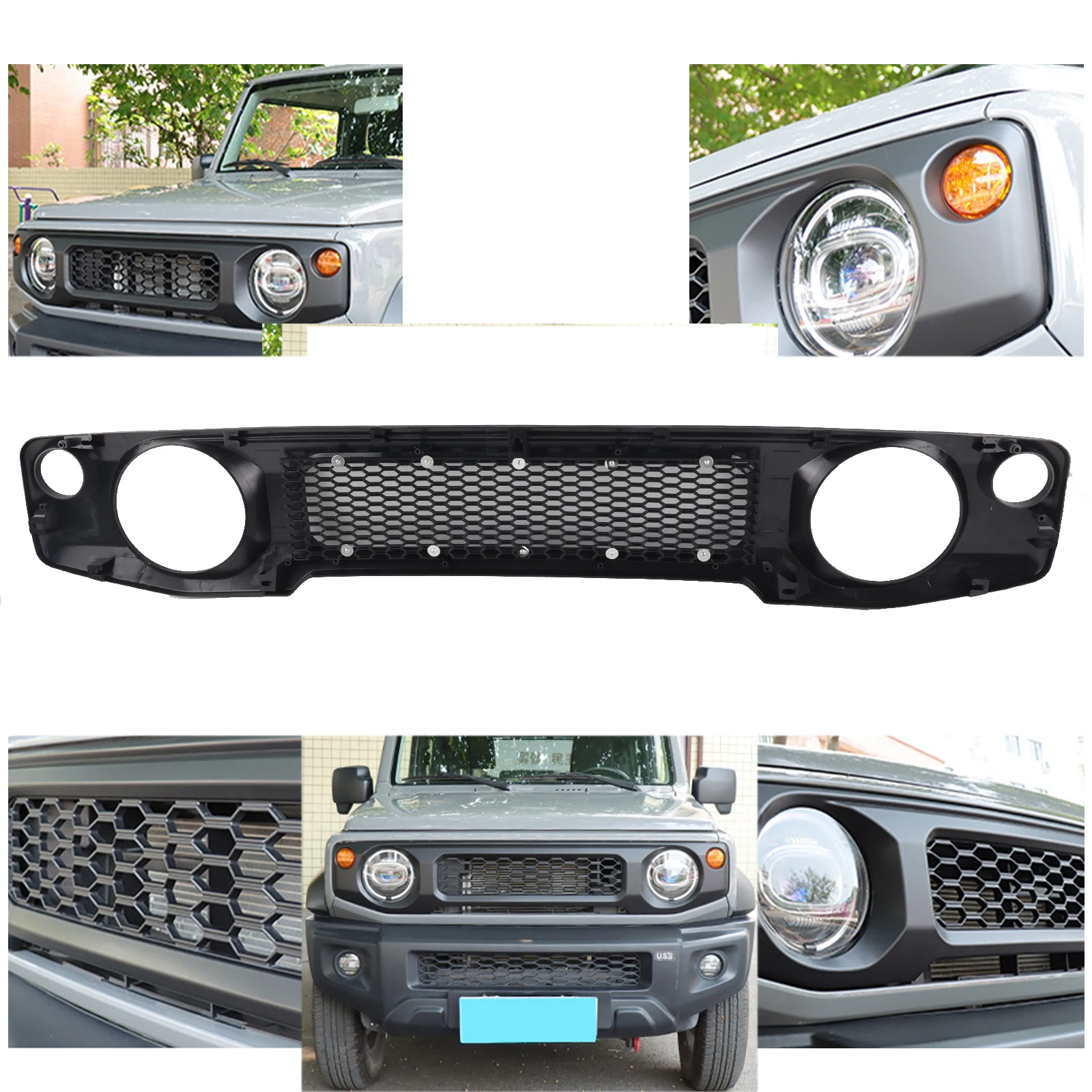 الجبهة شواء شبكة سباق الشوايات المصد الأمامي شبكة مصبغة اكسسوارات السيارات لسوزوكي جيمي JB74W / JB64W 2019-2024