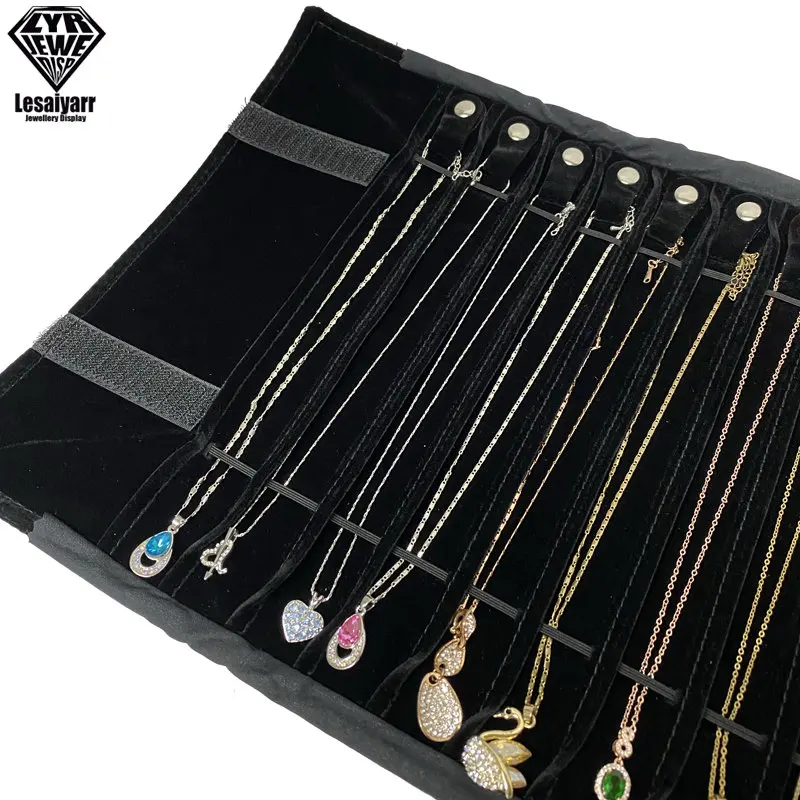 Portable Velvet Travel Jewelry Case Roll Bag Organizer for Necklace Chain Bracelet Jewellery Display Holder Travel Case Bag