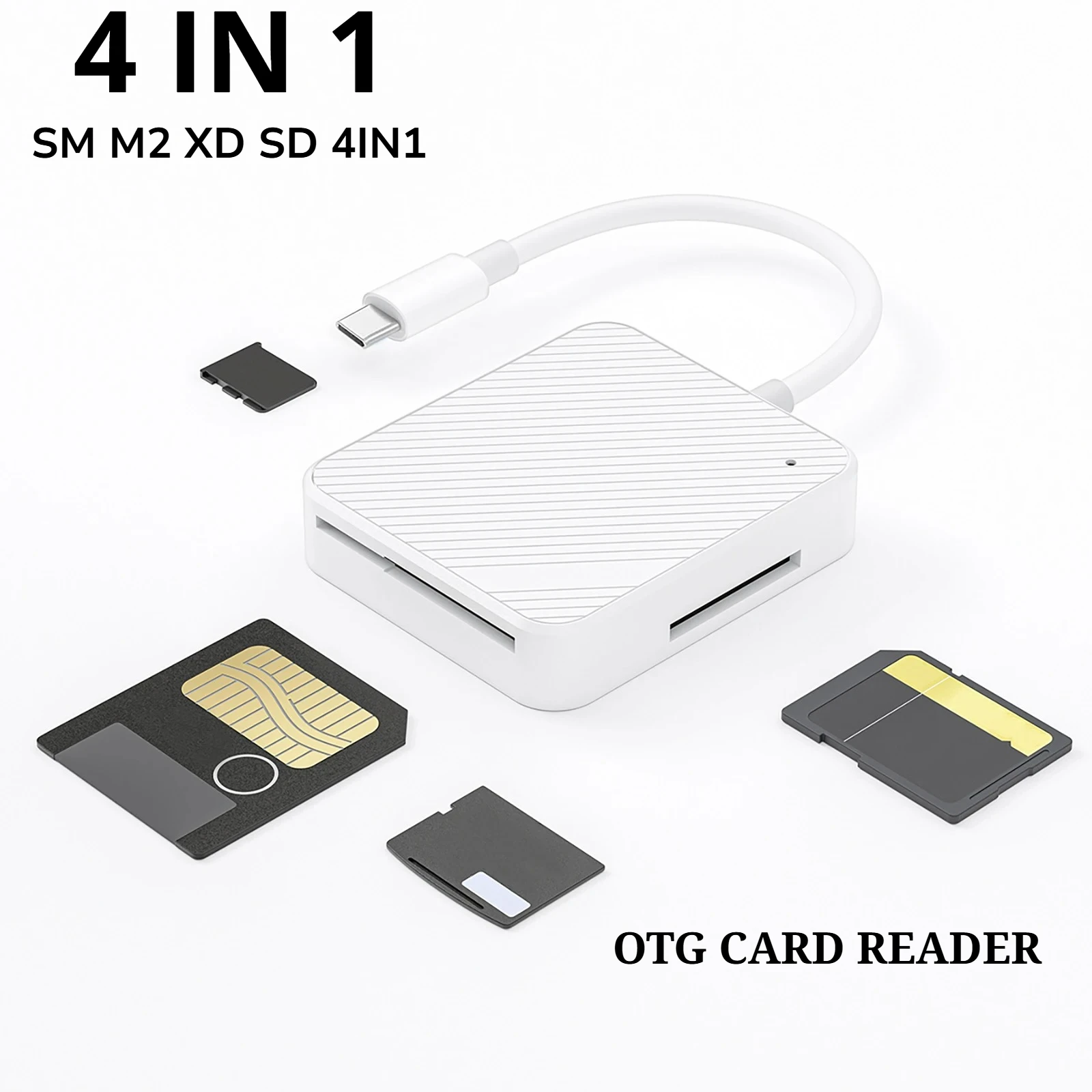 

Адаптер для чтения карт памяти 4 в 1, USB-C, Smart Media OTG, для карт SD, M2, SM, XD, для мобильных телефонов Android, аксессуары