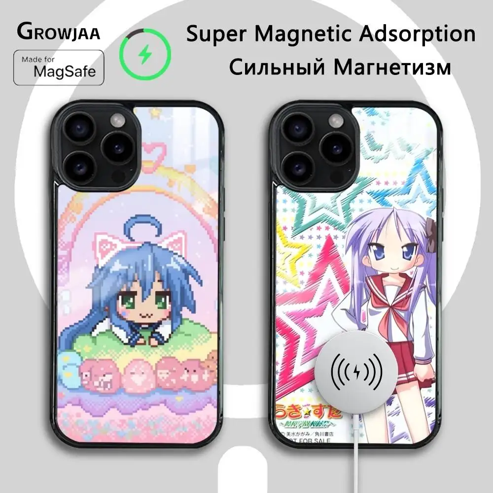 

Anime L-Lucky Star Phone Case For iPhone 16 15 14 13 12 11 Pro Max Plus Mini Wireless Charging Magnetic Hard Shell