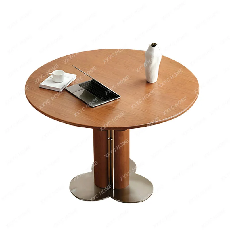 A solid wood round table top retro cherry wood dining table size apartment type flying bird collection round dining table