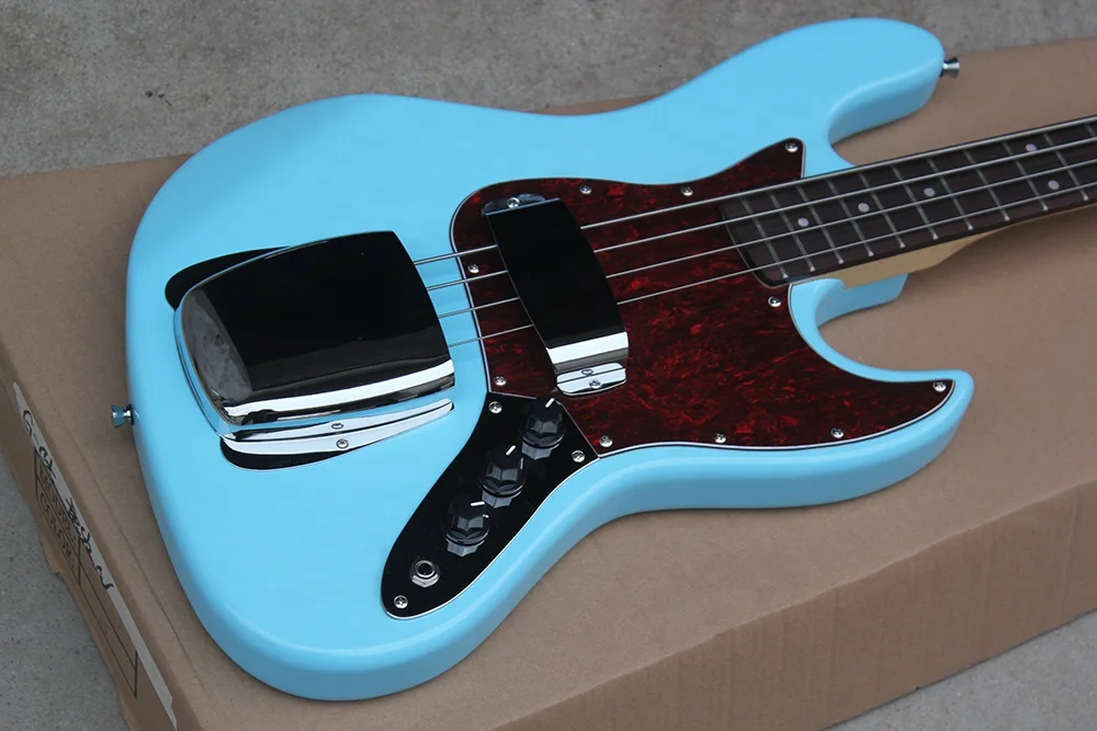 Flyoung Cheap Chinese Electric Bass Guitar Blue Electric Bass Guitar 4 Strings Bass