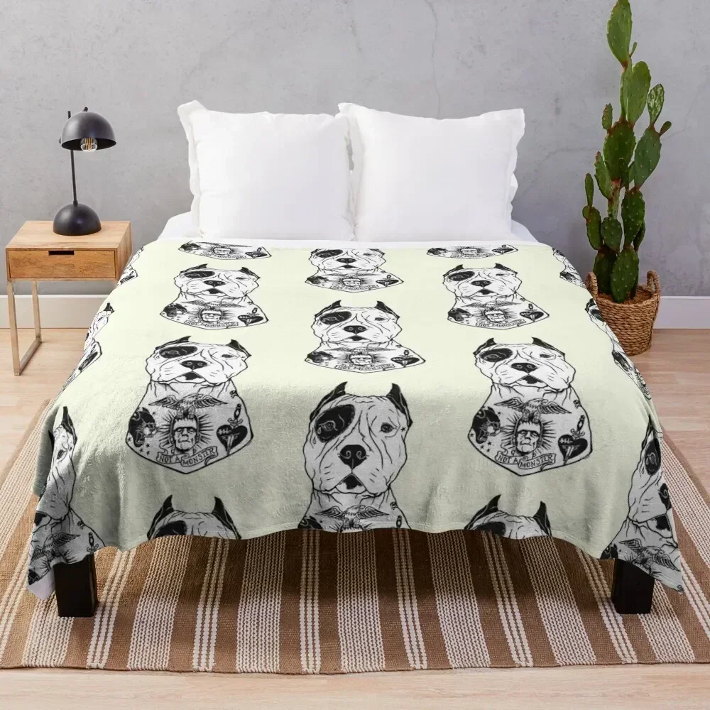 

American Pitbull Tattooed Throw Blanket