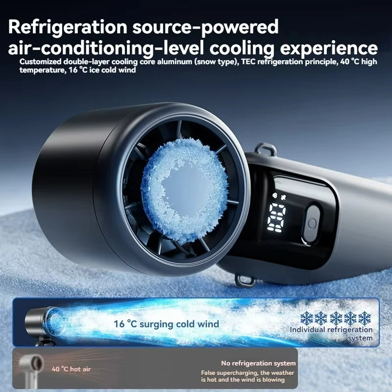 2025 Hanging Ice Pack Handheld High-speed Fan Folding 100 Speed Infinitely Adjustable Fan Portable For Outdoor Neck image 5