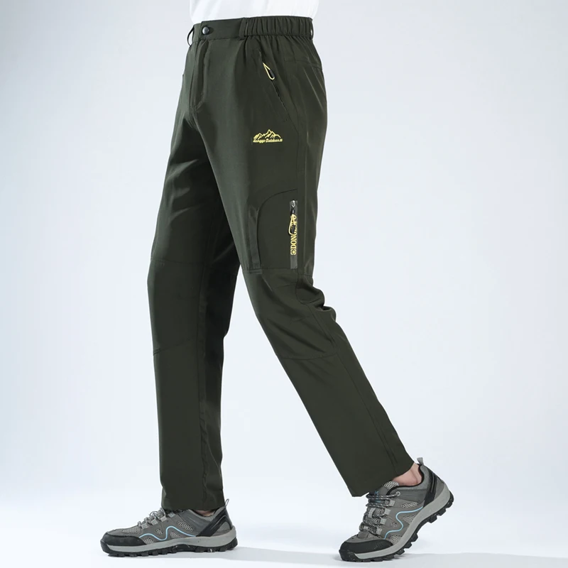 Summer Quick Dry Hiking Pants Men Stretch Waterproof Tactical Pants Zipper Pockets Trousers Lightweight Camping Fishing Pant5XL