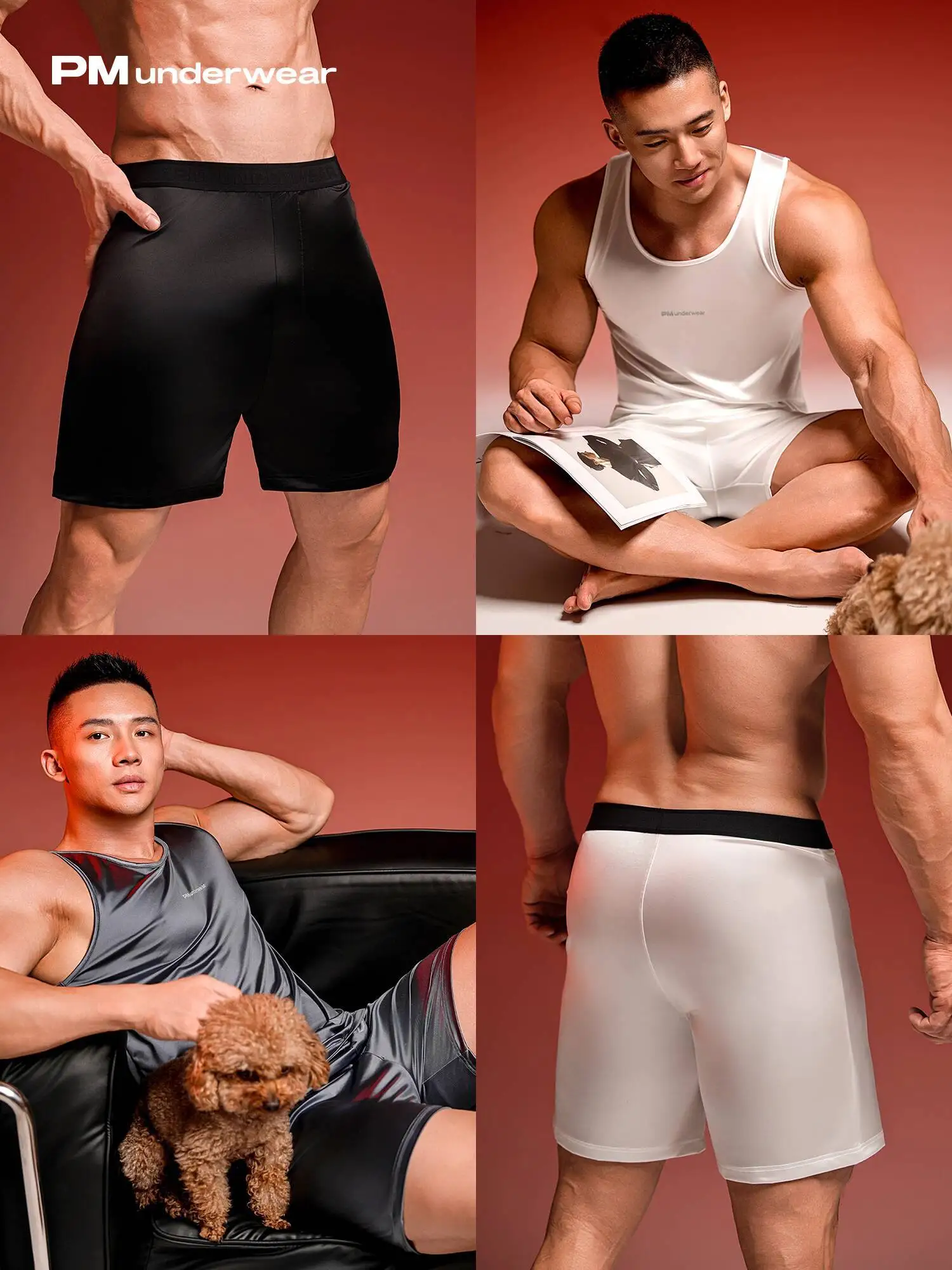 طقم شورت بدون أكمام من الحرير الجليدي اللامع مكون من قطعتين، قميص داخلي بدون خياطة مقاس كبير، بيجامة نوم #6