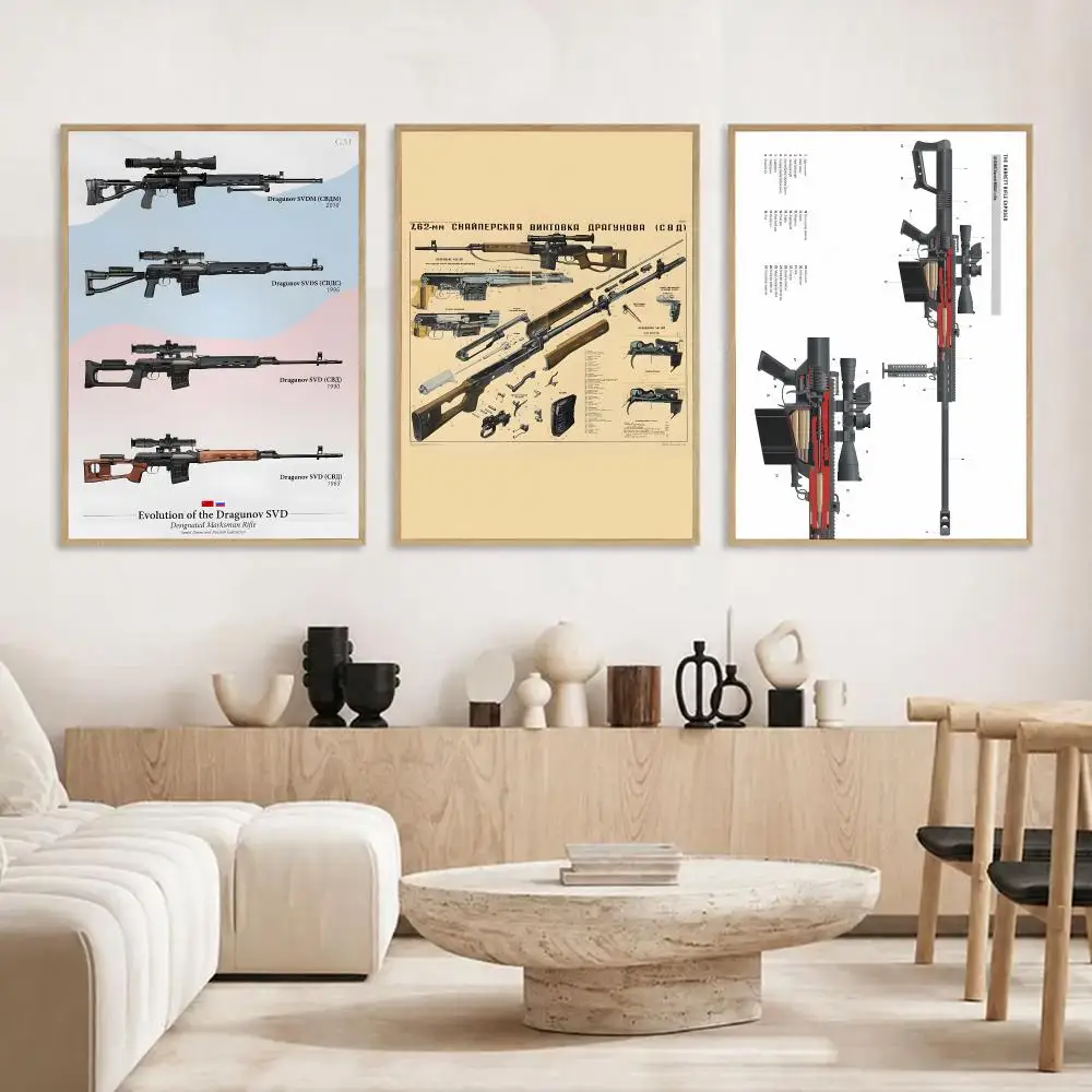 Sniper Rifle Design Poster HD Printed, Self-Adhesive, No Residue on Removal, Dorm & Bedroom Decor，gift