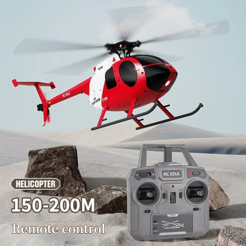 1:28 C189 Rc Helicopter Md500 Brushless Motor Dual-motor Remote Control Model 6-axis Gyro Aircraft Toy One-click Takeoff/landing