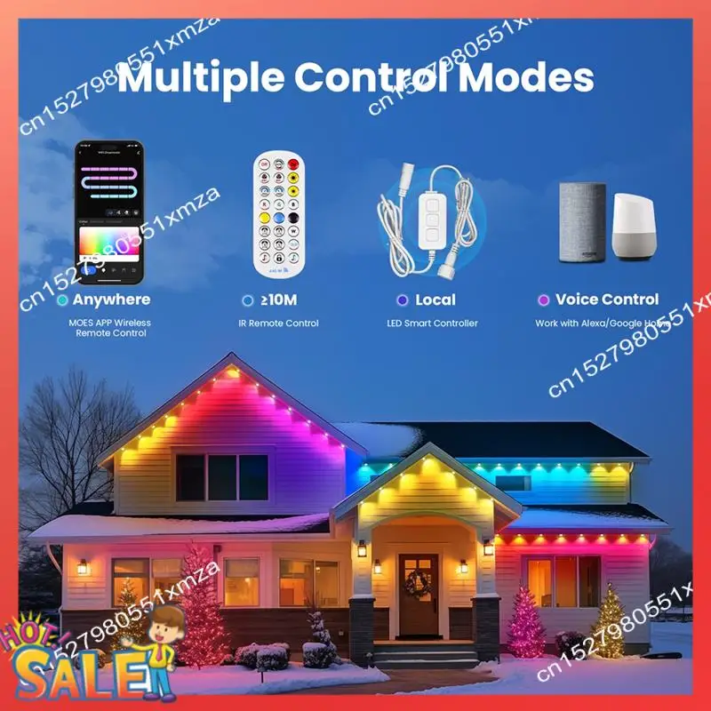 ABCL Tuya Wifi Smart Eaves cadena de luz LED al aire libre IP67 impermeable RGB Color RF Control remoto para Alexa Google Home
