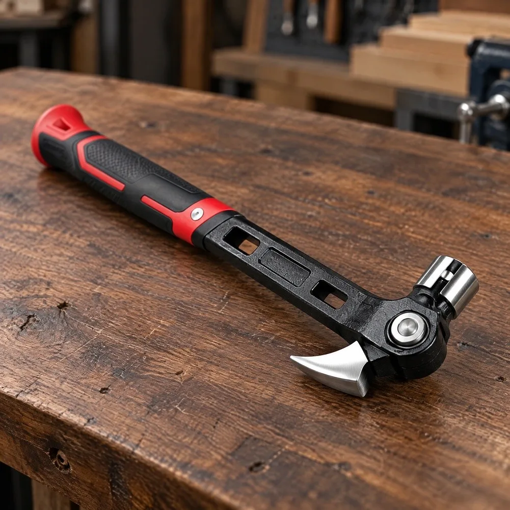 Claw Hammer with Selectable Strike Angles Magnetic Nail Holding Feature and Heat-Treated Carbon Steel for Daily Workshop Use